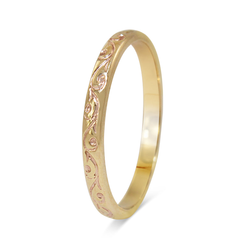 9ct Yellow Gold 2.2mm Engraved Band Ring