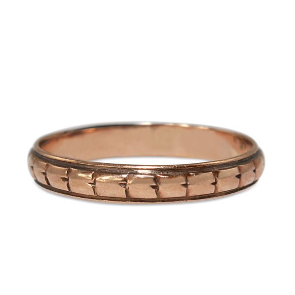 14ct Rose Gold Engraved Band Ring