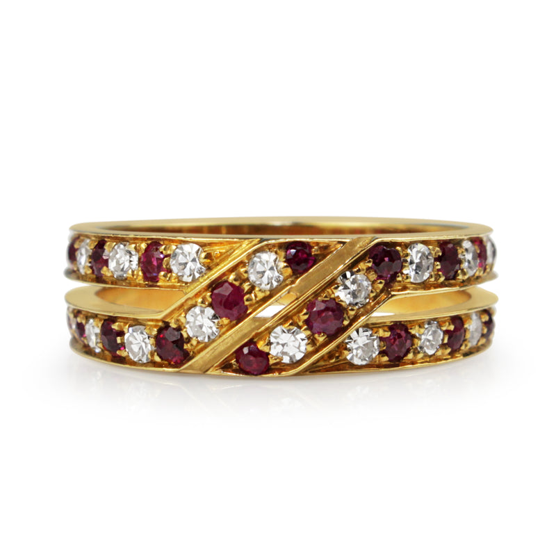 18ct Yellow Gold Ruby and Diamond Vintage Ring