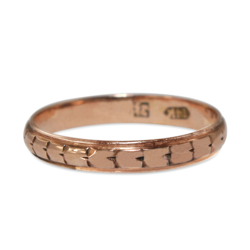 14ct Rose Gold Engraved Band Ring