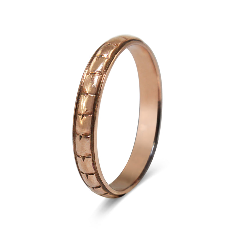 14ct Rose Gold Engraved Band Ring