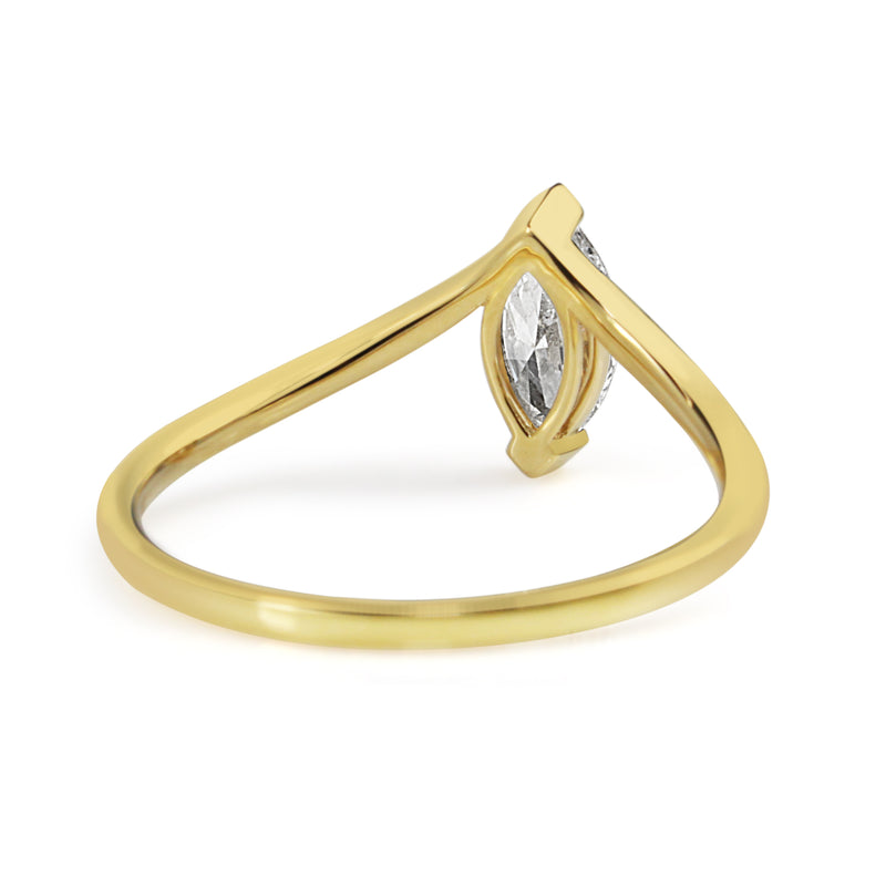 18ct Yellow Gold 'Tiara Style' Marquise Diamond Solitaire Ring