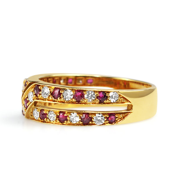 18ct Yellow Gold Ruby and Diamond Vintage Ring