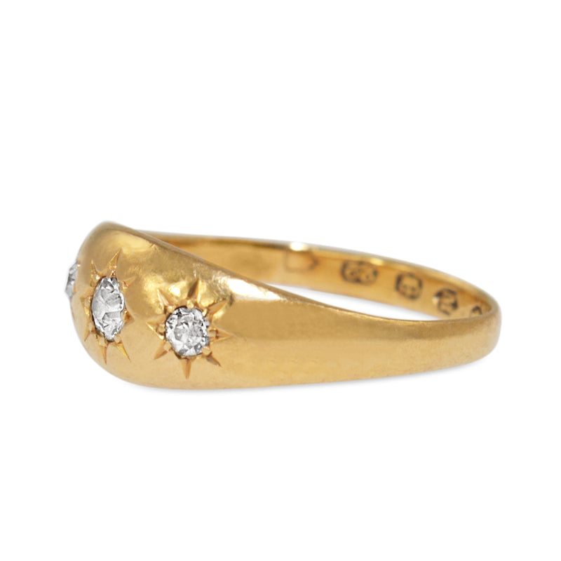 22ct Yellow Gold Antique Old Cut Diamond Gypsy Ring