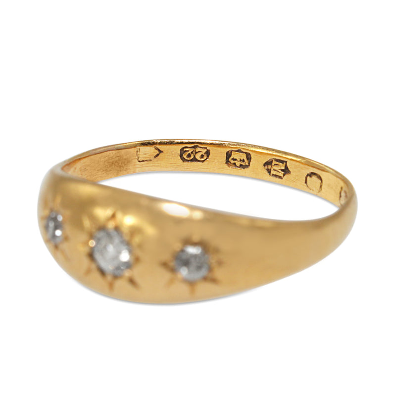 22ct Yellow Gold Antique Old Cut Diamond Gypsy Ring