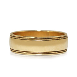 9ct Yellow Gold Millgrain Wide Band Ring