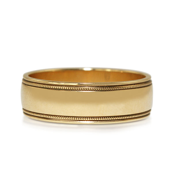 9ct Yellow Gold Millgrain Wide Band Ring