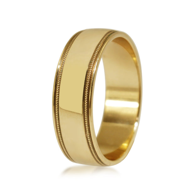 9ct Yellow Gold Millgrain Wide Band Ring