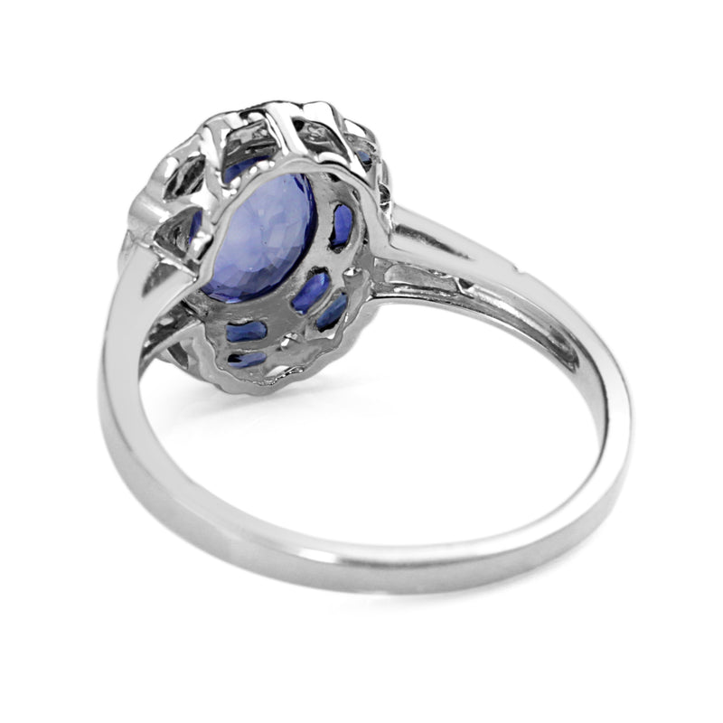 Platinum Deco Style Sapphire and Diamond Ring