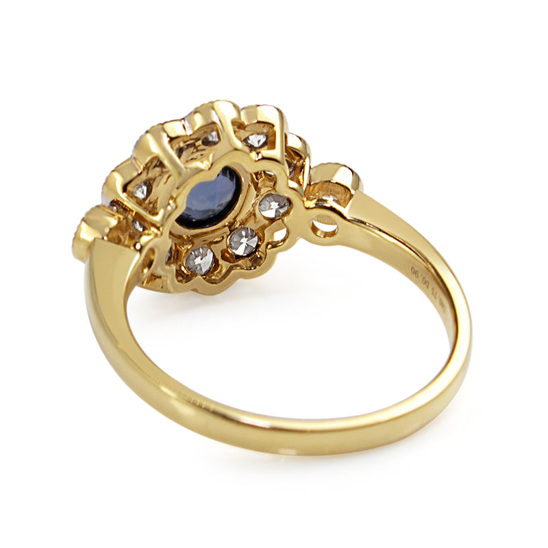 18ct Yellow and White Gold Sapphire and Diamond Daisy Ring
