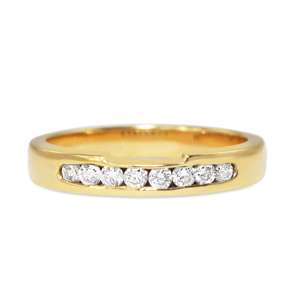 18ct Yellow Gold Diamond Channel Set Band Ring With Cut Out