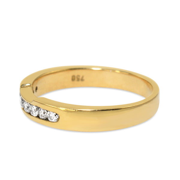 18ct Yellow Gold Diamond Channel Set Band Ring With Cut Out