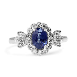 18ct White Gold Sapphire and Diamond Daisy Style Ring