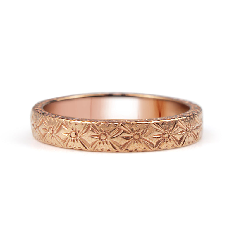 9ct Rose Gold Engraved Wedding Band