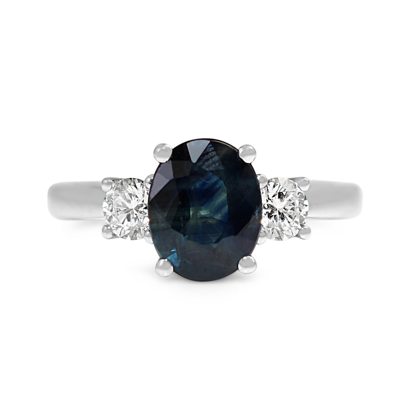 18ct White Gold Sapphire and Diamond 3 Stone Ring