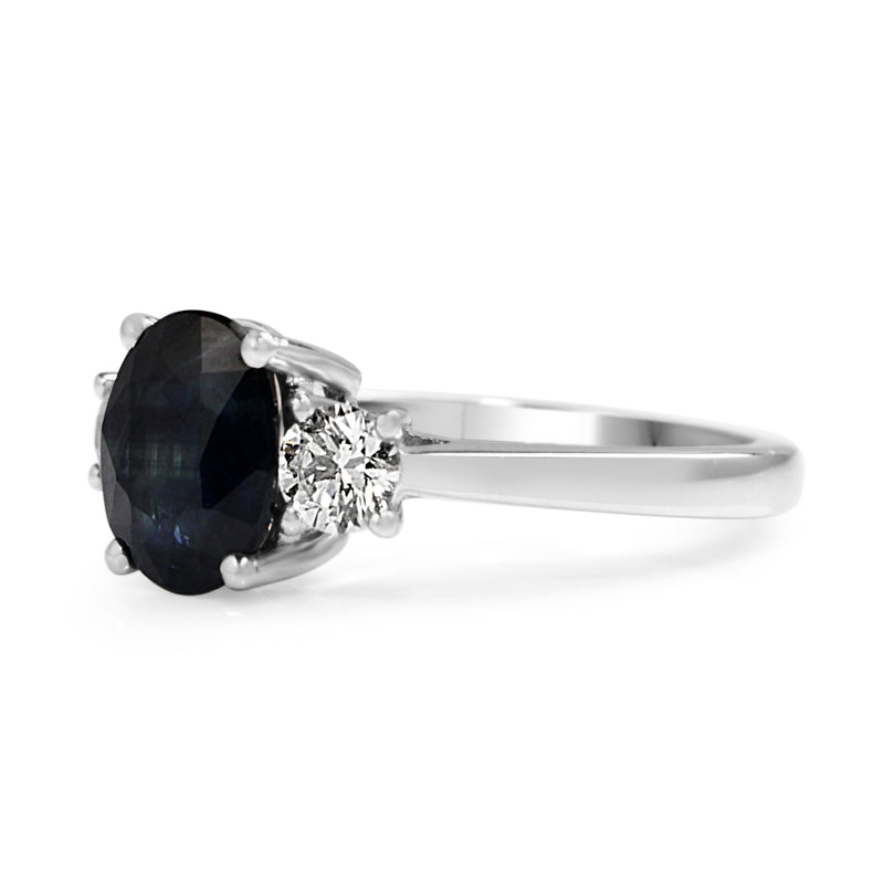 18ct White Gold Sapphire and Diamond 3 Stone Ring