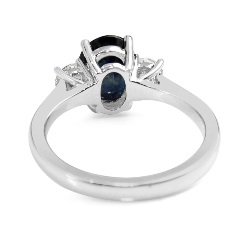 18ct White Gold Sapphire and Diamond 3 Stone Ring