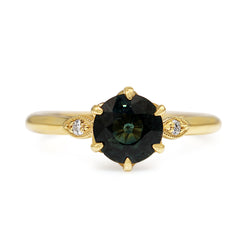 18ct Yellow Gold Teal Sapphire Solitaire Ring