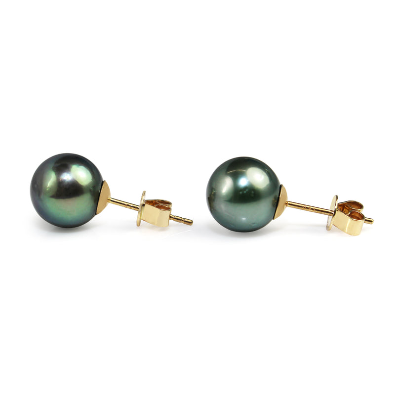 18ct Yellow Gold Tahitian 10mm Pearl Stud Earrings