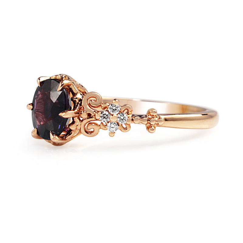 18ct Rose Gold Vintage Style Purple Sapphire Ring