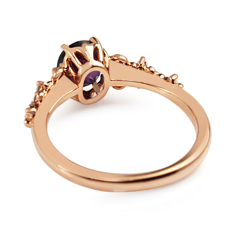 18ct Rose Gold Vintage Style Purple Sapphire Ring