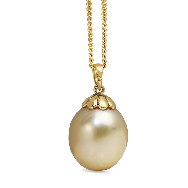 18ct Yellow Gold 13mm Golden South Sea Pearl Necklace