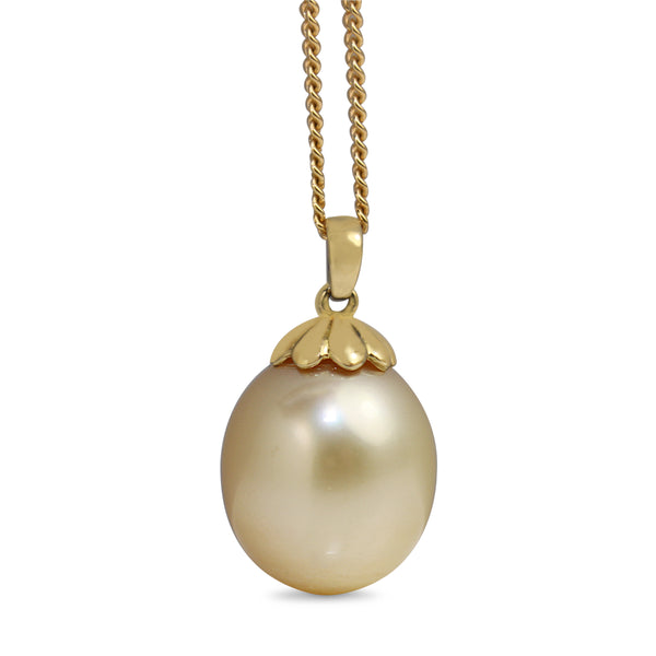 18ct Yellow Gold 13mm Golden South Sea Pearl Necklace