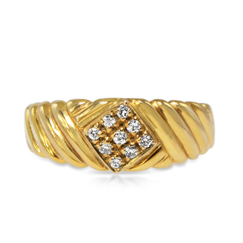 9ct Yellow Gold Checkerboard Diamond Band Ring