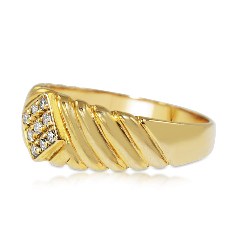 9ct Yellow Gold Checkerboard Diamond Band Ring