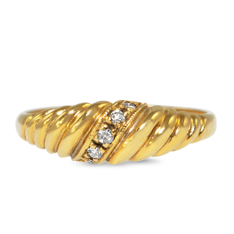 9ct Yellow Gold Diamond Twist Band Ring