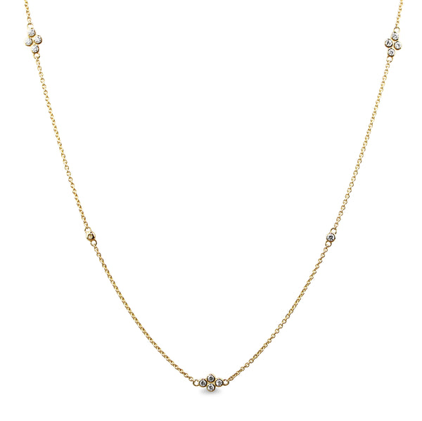 9ct Yellow Gold Fine 'Clover' Chain With Diamonds