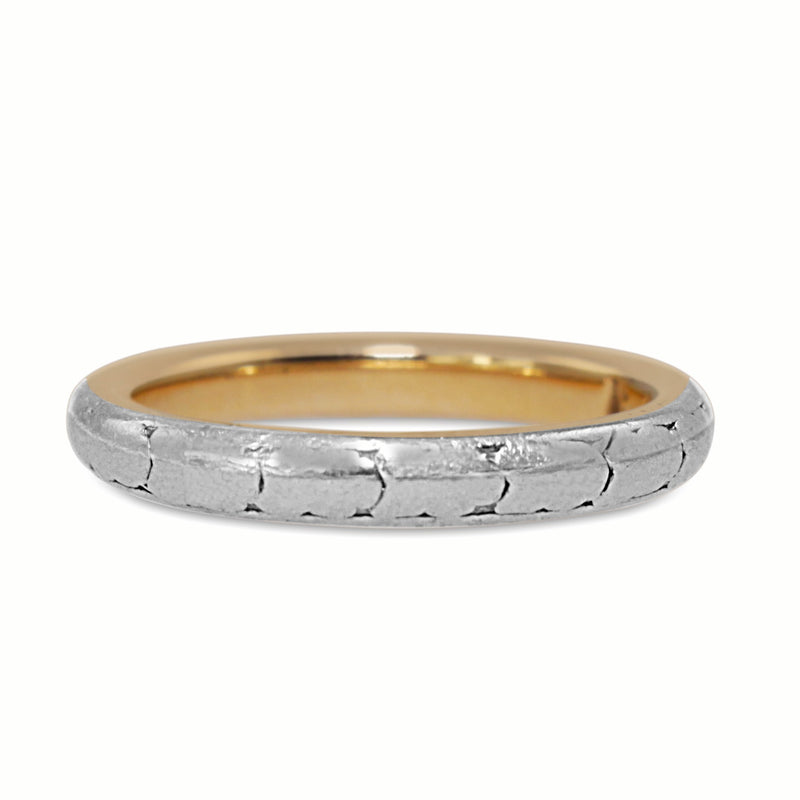 18ct 2 Tone Rose and White Gold Engraved Vintage Band