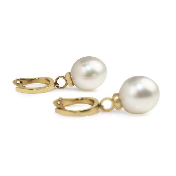 9ct Yellow Gold 12mm South Sea Drop Pearl Earrings