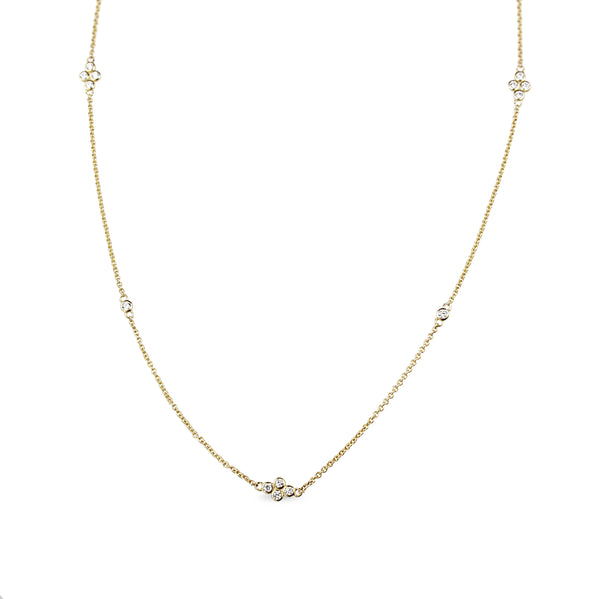 9ct Yellow Gold Fine 'Clover' Chain With Diamonds