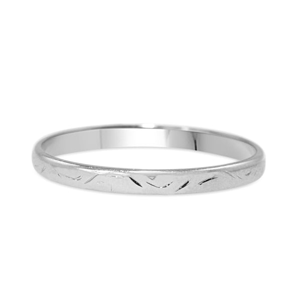 18ct White Gold Lightly Engraved 1.9mm Band Ring