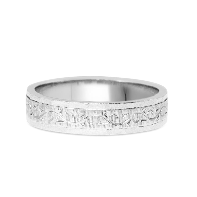 Platinum Engraved 4.2mm Band Ring