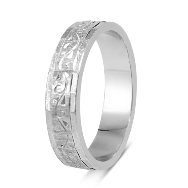 Platinum Engraved 4.2mm Band Ring