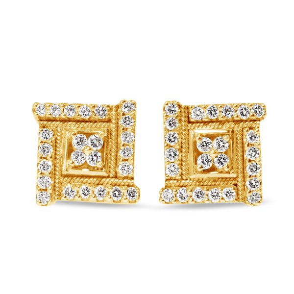 18ct Yellow Gold Fancy Diamond Stud Earrings