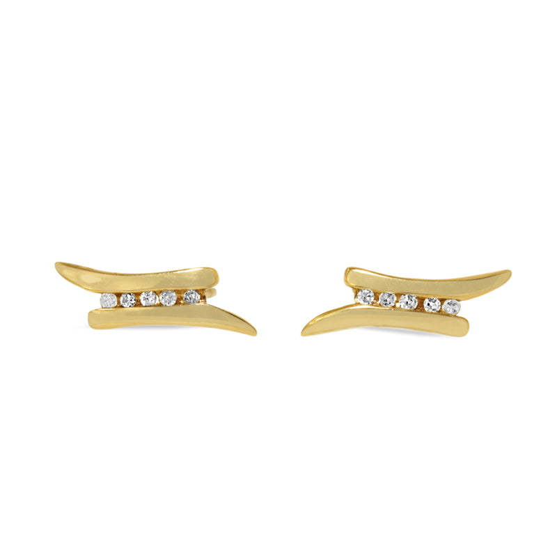 9ct Yellow Gold Fine Channel Set Diamond Stud Earrings