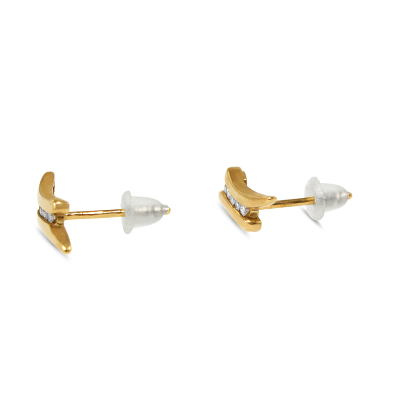 9ct Yellow Gold Fine Channel Set Diamond Stud Earrings
