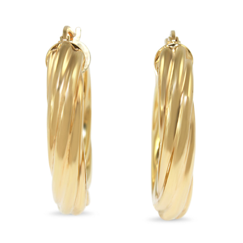 9ct Yellow Gold 25mm Twist Hoop Earrings