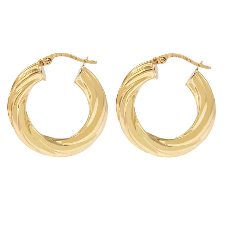 9ct Yellow Gold 25mm Twist Hoop Earrings