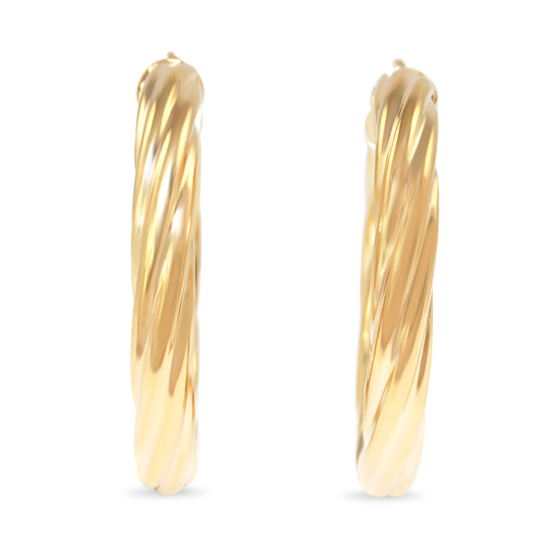 9ct Yellow Gold 35mm Twist Hoop Earrings