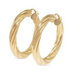 9ct Yellow Gold 35mm Twist Hoop Earrings