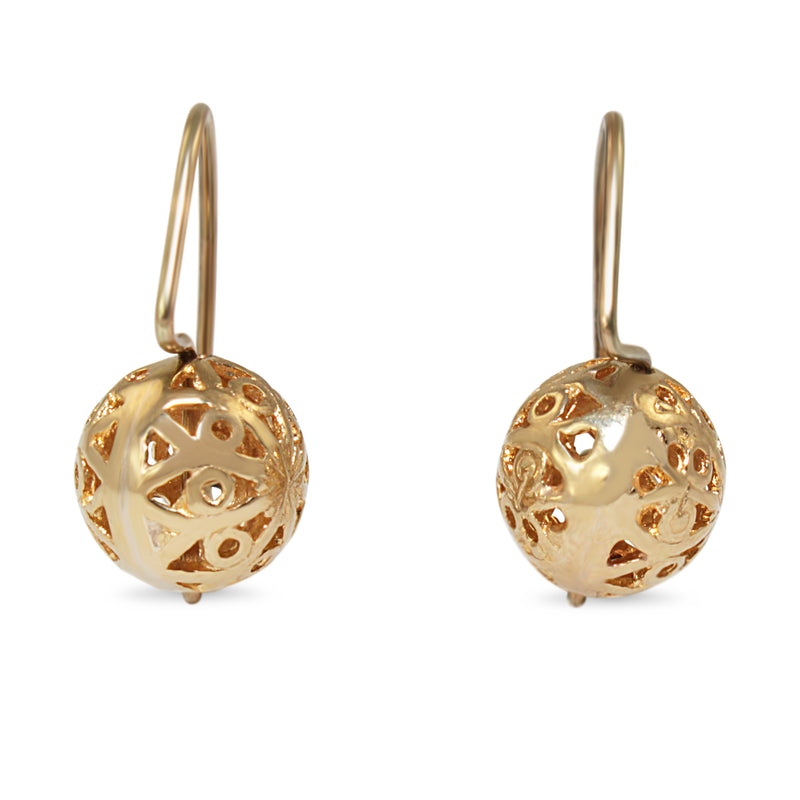 9ct Yellow Gold Filigree Drop Euroballs