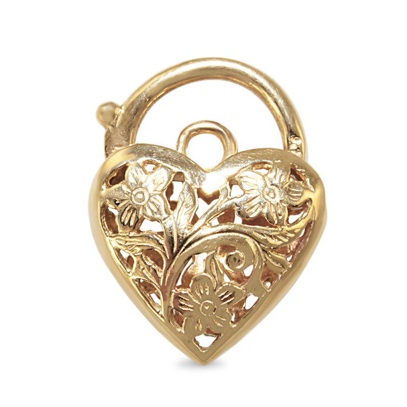 9ct Yellow Gold Filigree Padlock Clasp