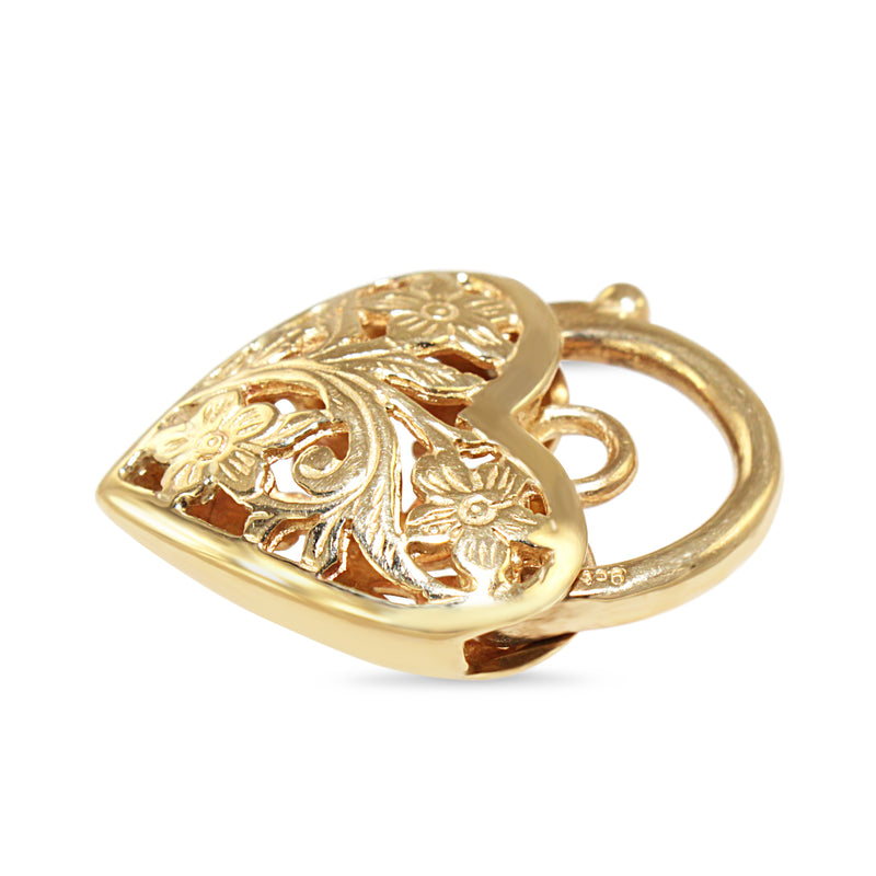 9ct Yellow Gold Filigree Padlock Clasp