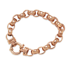 9ct Rose Gold Oval Belcher Link Bracelet With Bolt Clasp