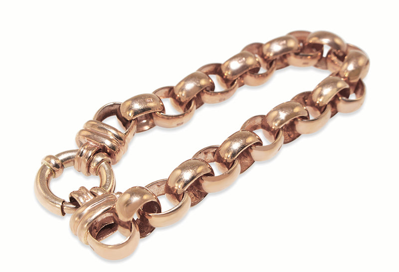 9ct Rose Gold Oval Belcher Link Bracelet With Bolt Clasp