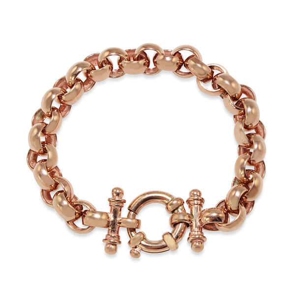 9ct Rose Gold Belcher Link Bracelet With Bolt Ring Clasp – BURLINGTON